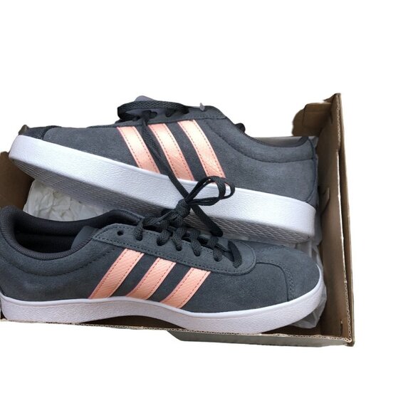 Brand New Adidas VL Court 2.0 Grey Glow Pink Size 7 - Picture 6 of 11